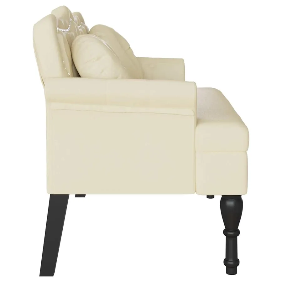 Banc Chesterfield Crème 120,5 x 65 x 75 cm Simili cuir - 5