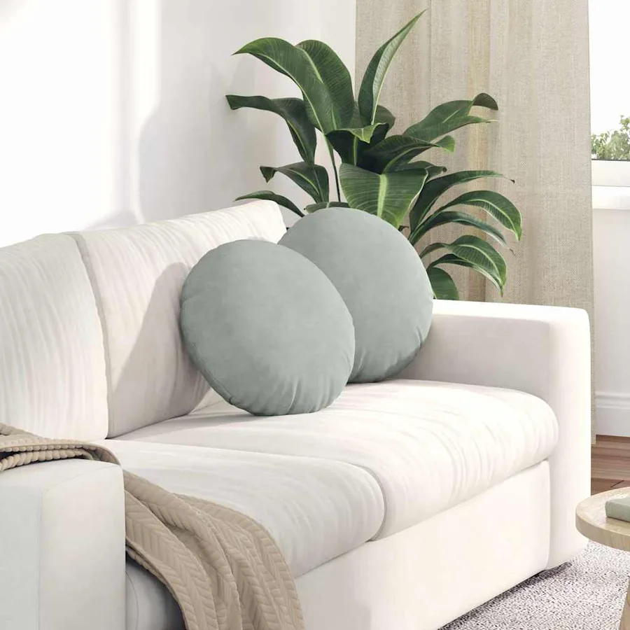 Coussins de siège 2 pcs Gris clair Ø 40 x 13 cm Velours