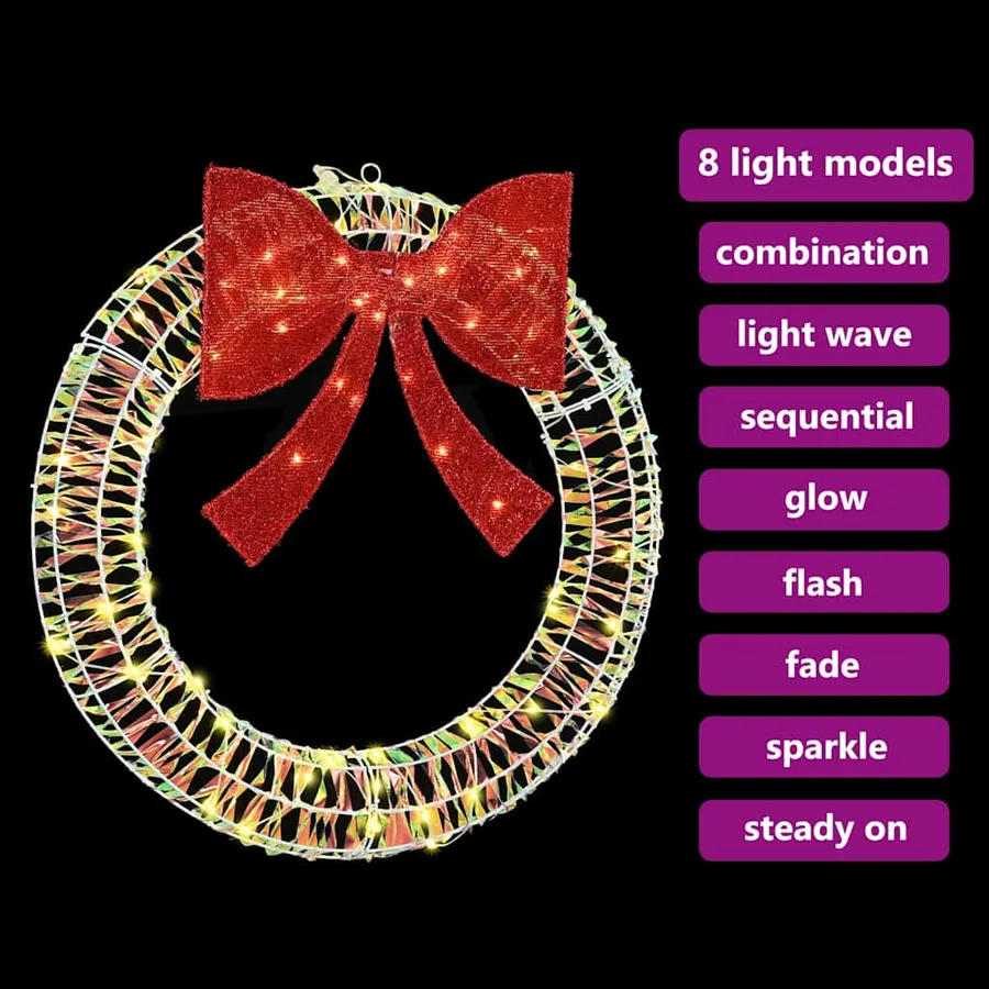 Couronne avec 60 LED Blanc chaud 76 x 76 x 8 cm PET - 8