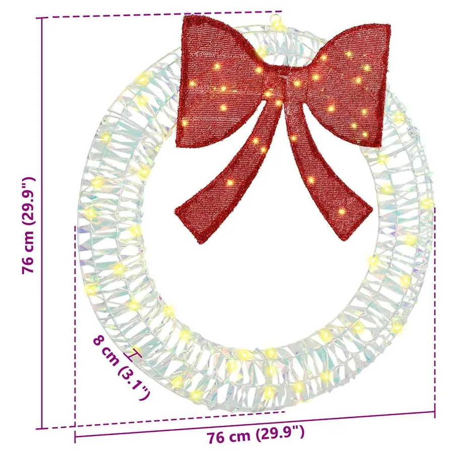 Couronne avec 60 LED Blanc chaud 76 x 76 x 8 cm PET - 9