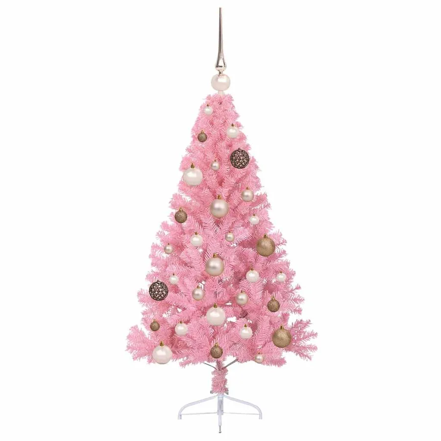Sapin de Noël artificiel pré-éclairé Rose 120 cm PVC - 4