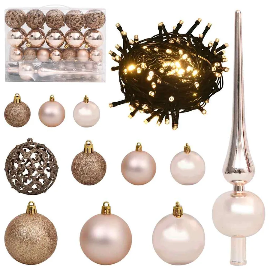 Sapin de Noël artificiel pré-éclairé Rose 120 cm PVC - 6