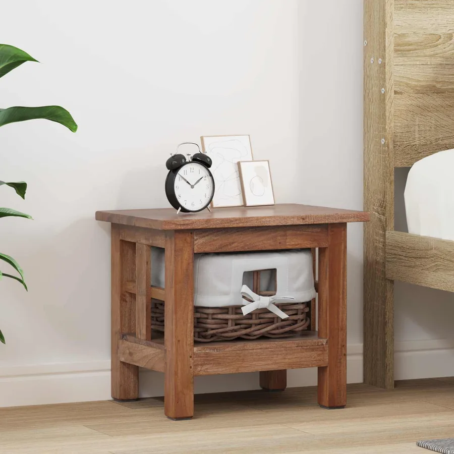 Table d'appoint Marron 38 x 28 x 35 cm Bois massif d'acajou