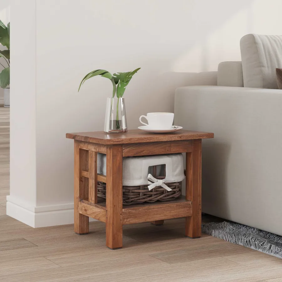 Table d'appoint Marron 38 x 28 x 35 cm Bois massif d'acajou - 3