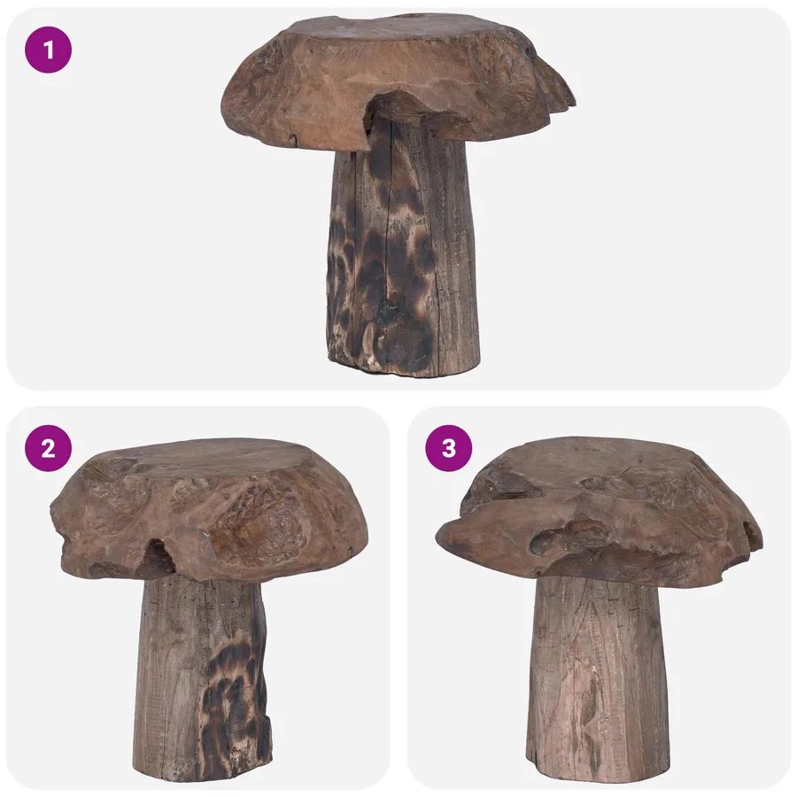 Tabouret Naturel 35 x 35 x 35 cm Bois de teck massif - 4