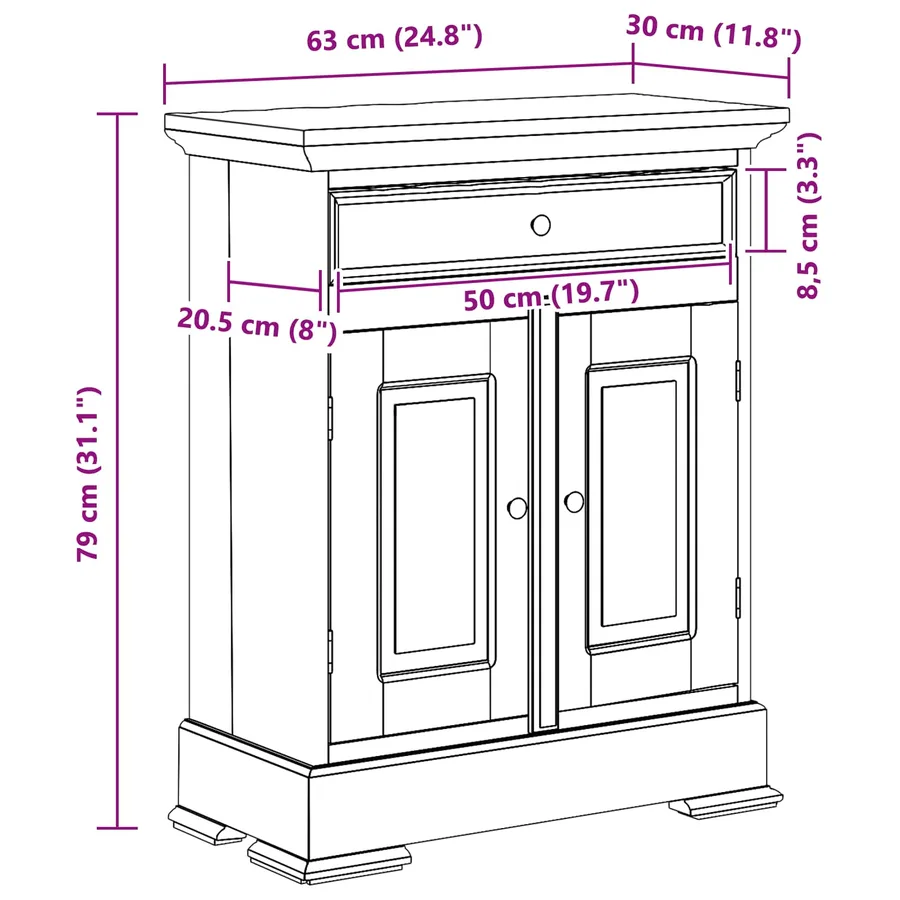 Armoire de rangement 63 x 30 x 79 cm Bois de Mahogany Massif - 10