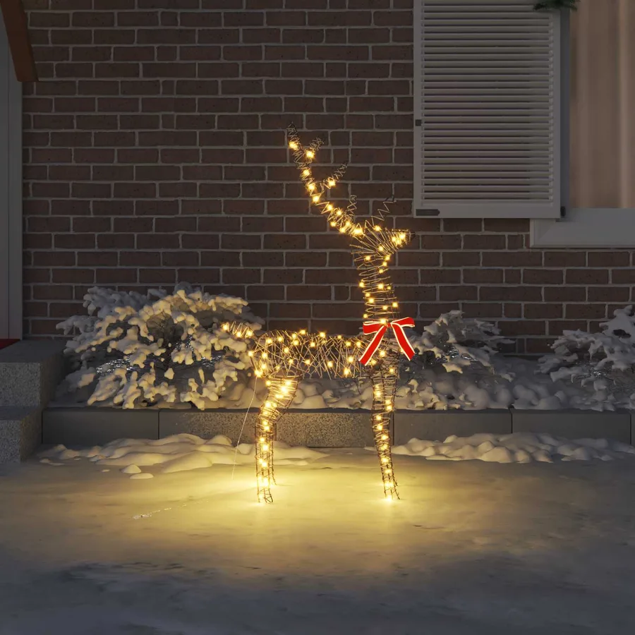 Renne 3D avec 140 LED Blanc chaud 70 x 41 x 128 cm Rotin - 3