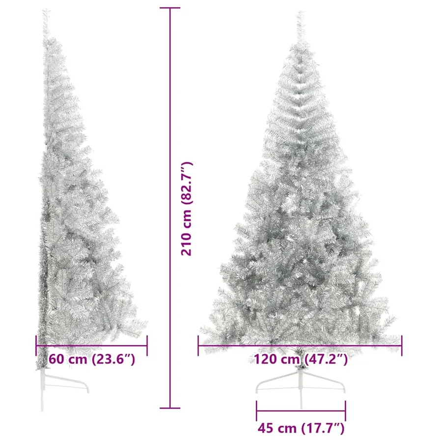 Sapin de Noël artificiel pré-éclairé Argent 210 cm PET - 15