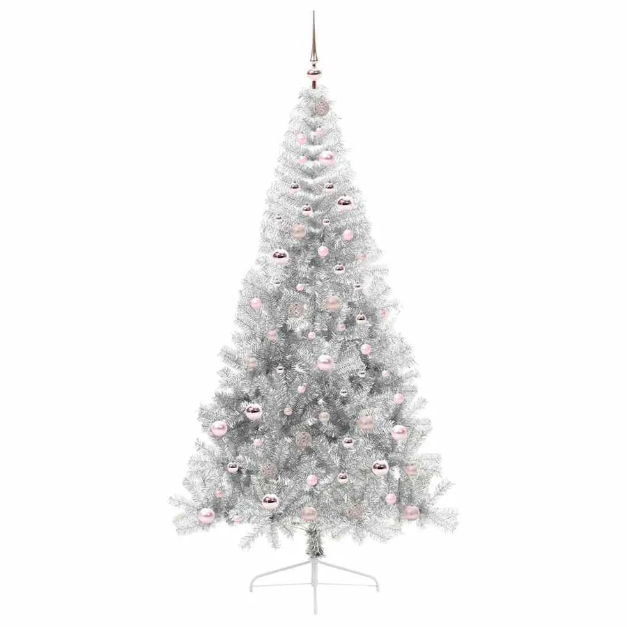 Sapin de Noël artificiel pré-éclairé Argent 210 cm PET - 4