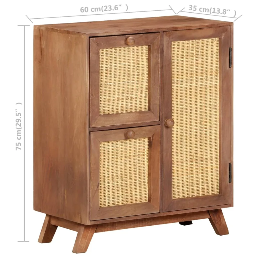Buffet 60x35x75 cm Bois de manguier massif - 9