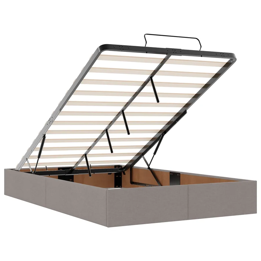 Cadre de lit avec matelas 2 pcs Taupe tissu - 12
