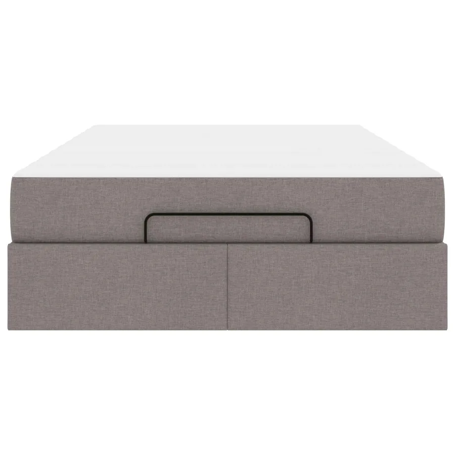 Cadre de lit avec matelas 2 pcs Taupe tissu - 7