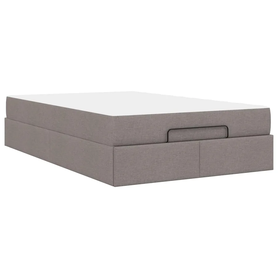 Cadre de lit avec matelas 2 pcs Taupe tissu - 9