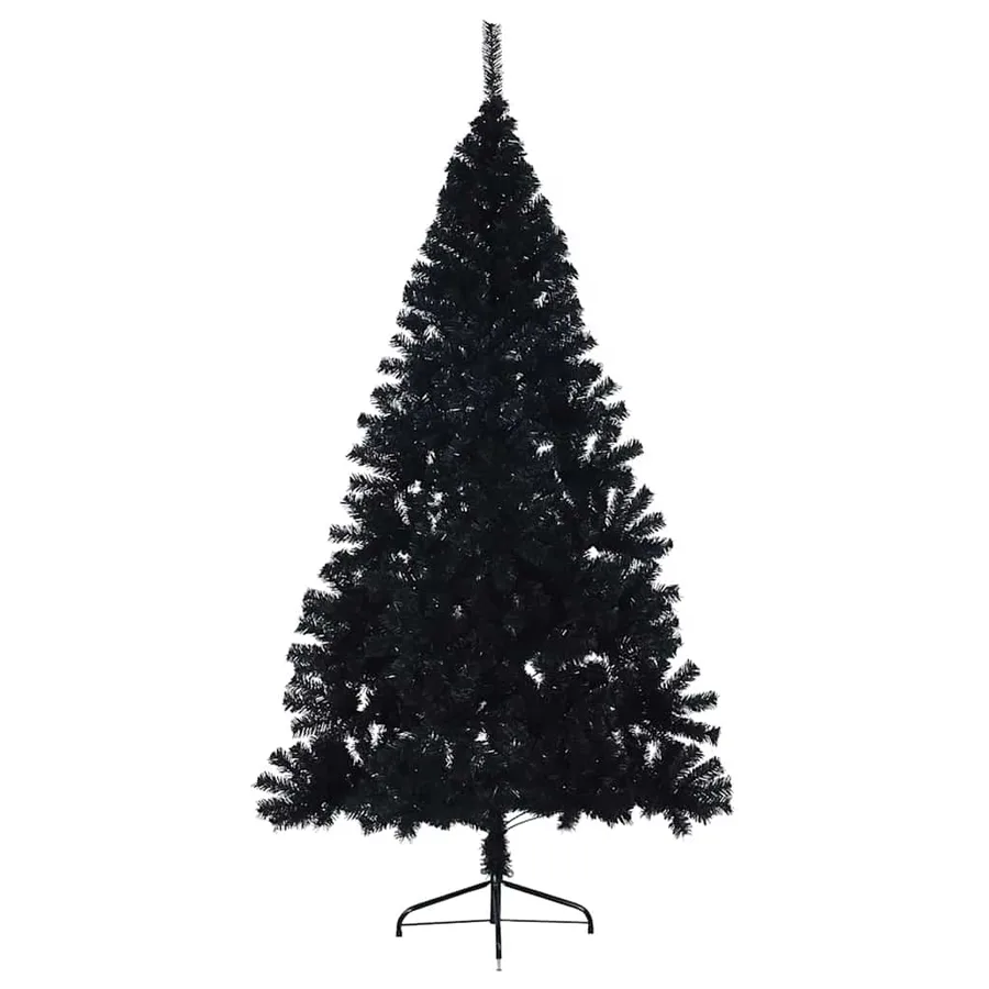 Sapin de Noël artificiel pré-éclairé Noir 180 cm PVC - 5