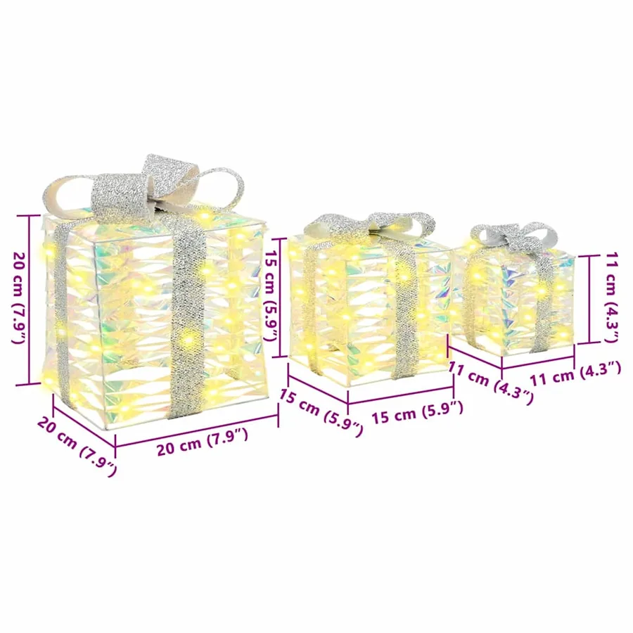 Boîte Cadeau avec 60 LED 3 pcs Blanc chaud 20 x 20 x 20 cm PET - 10