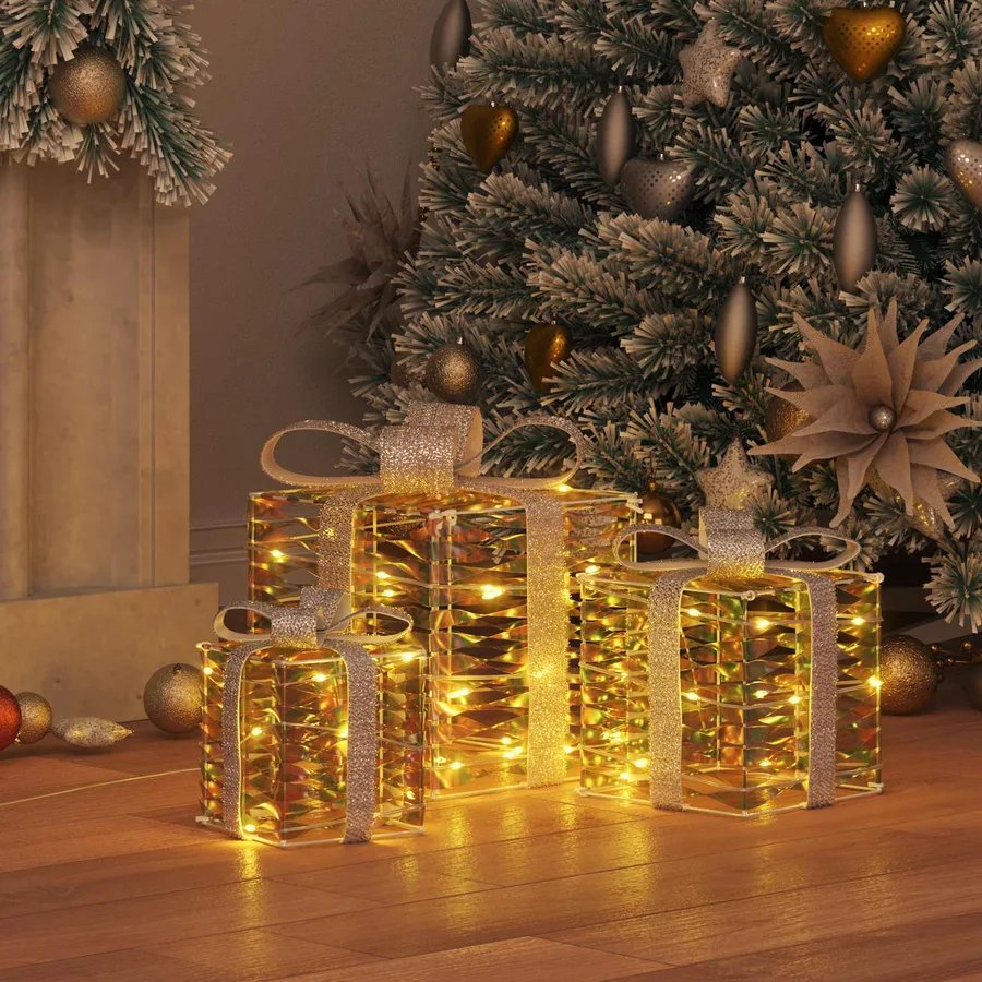 Boîte Cadeau avec 60 LED 3 pcs Blanc chaud 20 x 20 x 20 cm PET - 3