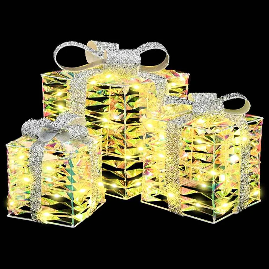 Boîte Cadeau avec 60 LED 3 pcs Blanc chaud 20 x 20 x 20 cm PET - 5