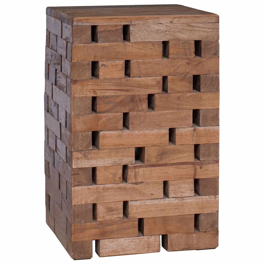 Tabouret Naturel 29 x 29 x 48 cm Bois massif de récupération - 2