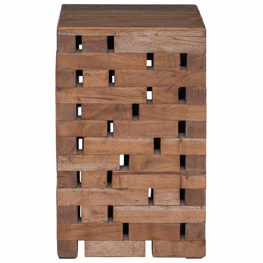 Tabouret Naturel 29 x 29 x 48 cm Bois massif de récupération - 4