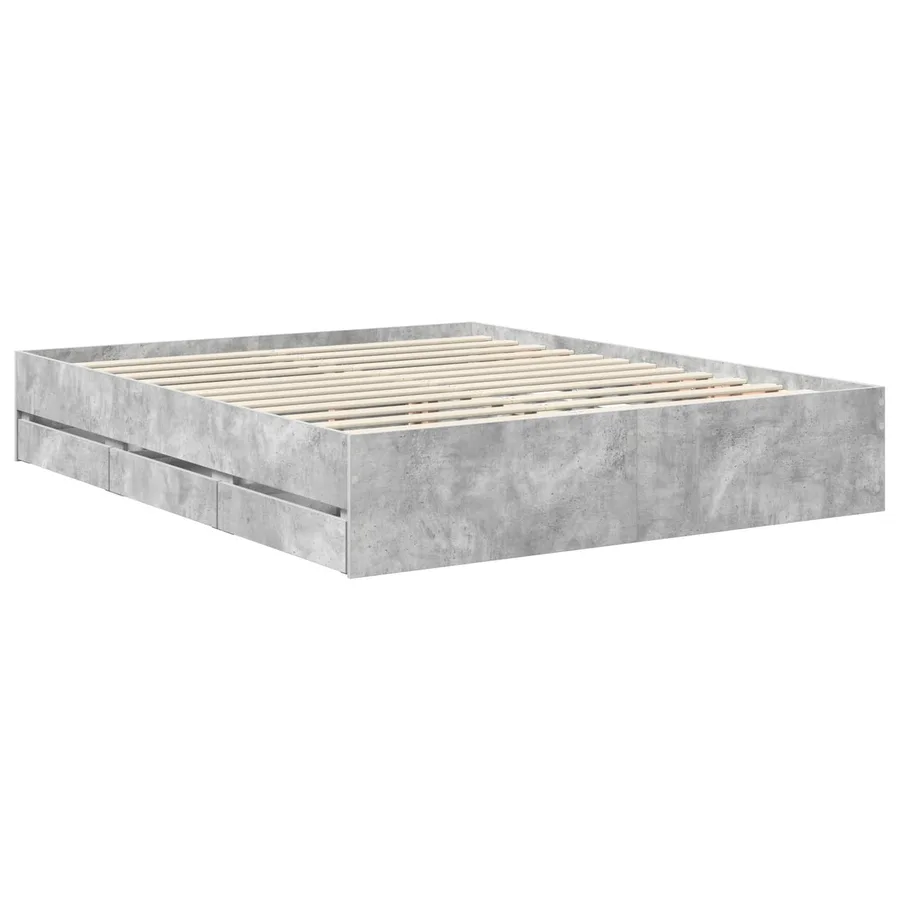 Cadre de lit Gris béton 160 x 200 cm Bois Ingénierie - 6