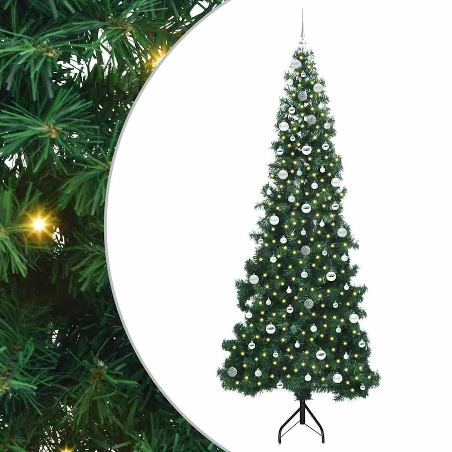 Arbre de Noël artificiel d'angle Vert 240 cm PVC et métal - 2