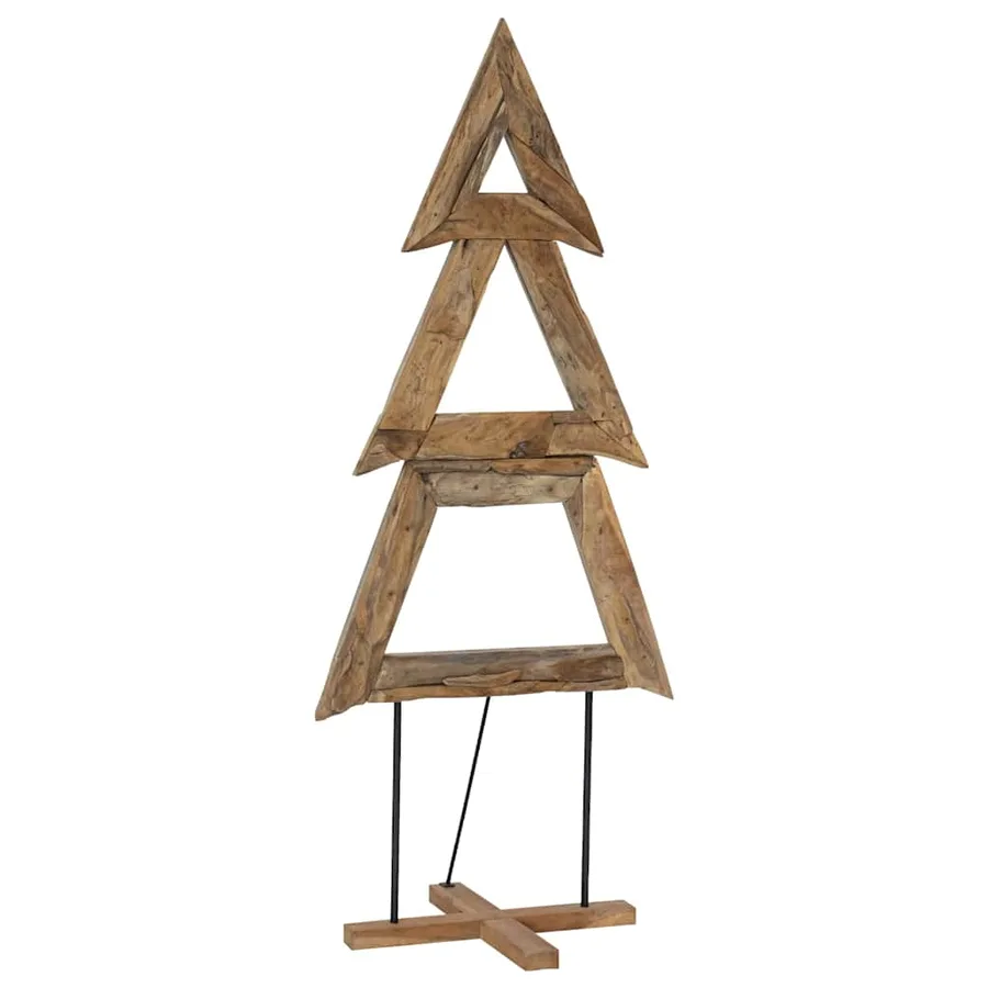 Sapin de Noël avec support Marron 181 cm Bois de teck solide - 2
