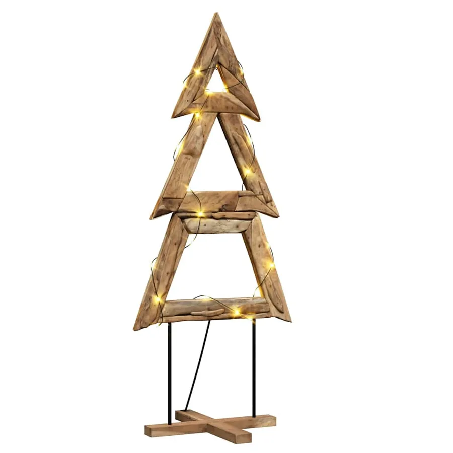 Sapin de Noël avec support Marron 181 cm Bois de teck solide - 3