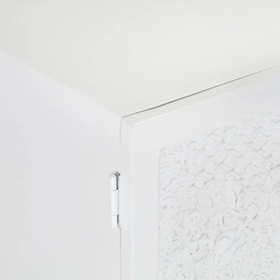 Meuble TV Blanc 115x30x46 cm Bois massif de manguier - 7