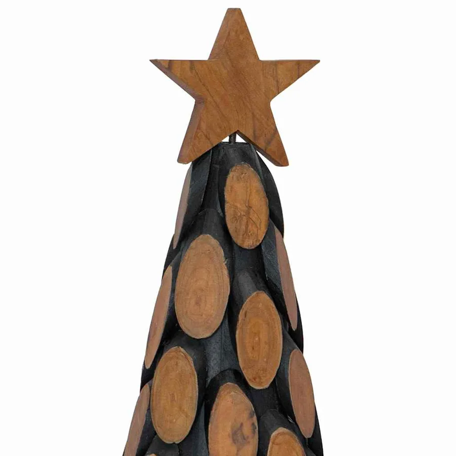 Sapin de Noël avec support Marron 61 cm Bois de teck solide - 7