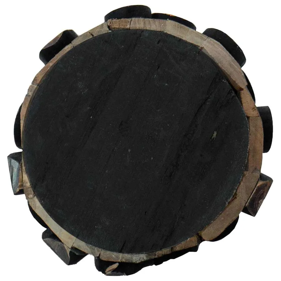Sapin de Noël avec support Marron 61 cm Bois de teck solide - 9