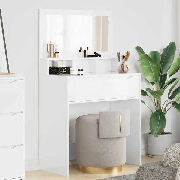 Tables de maquillage pour chambre avec tiroir Blanc brillant