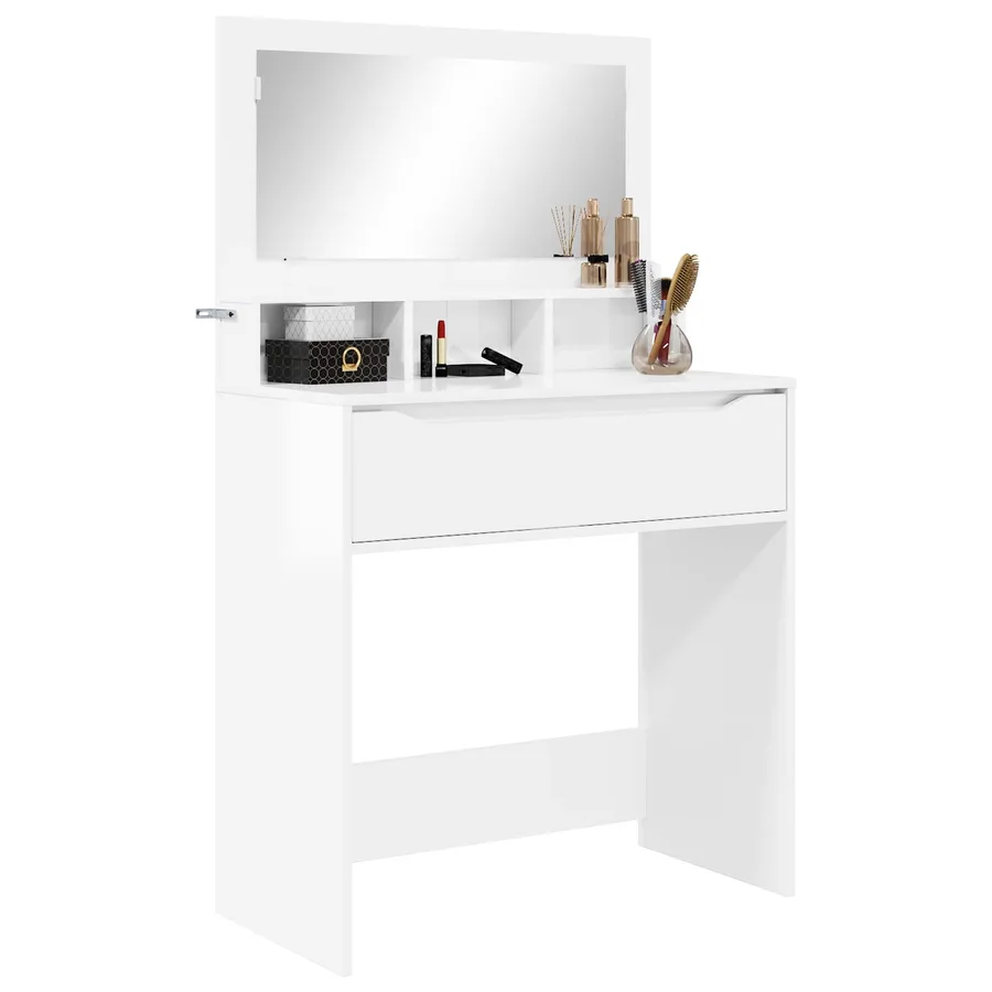 Tables de maquillage pour chambre avec tiroir Blanc brillant - 3