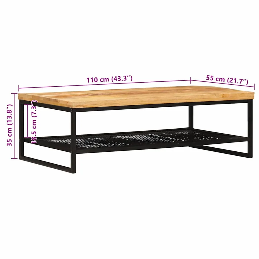 Table basse Marron et Noir Bois de mangue massif - 11
