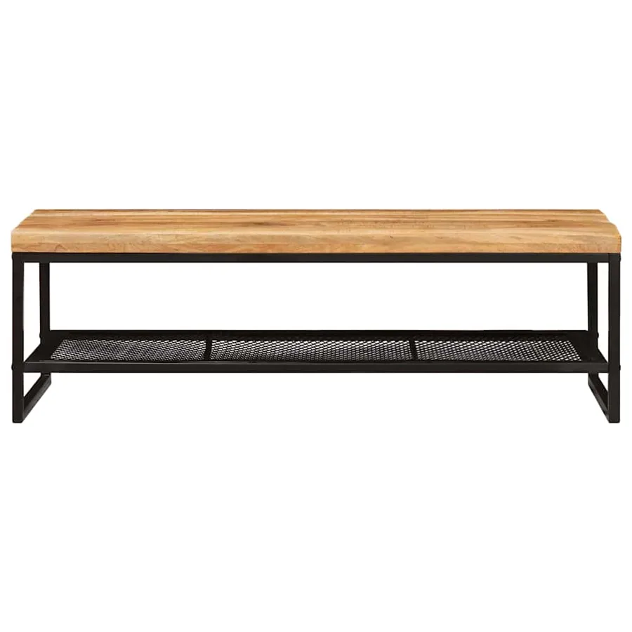 Table basse Marron et Noir Bois de mangue massif - 5