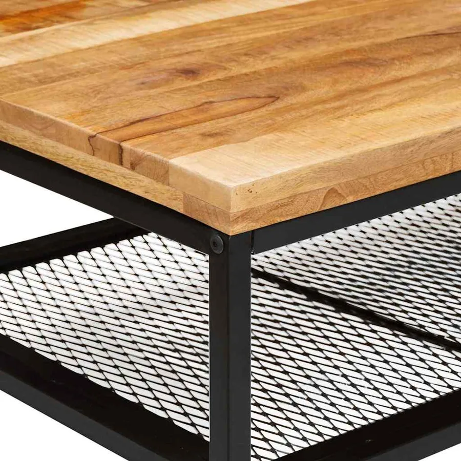 Table basse Marron et Noir Bois de mangue massif - 7