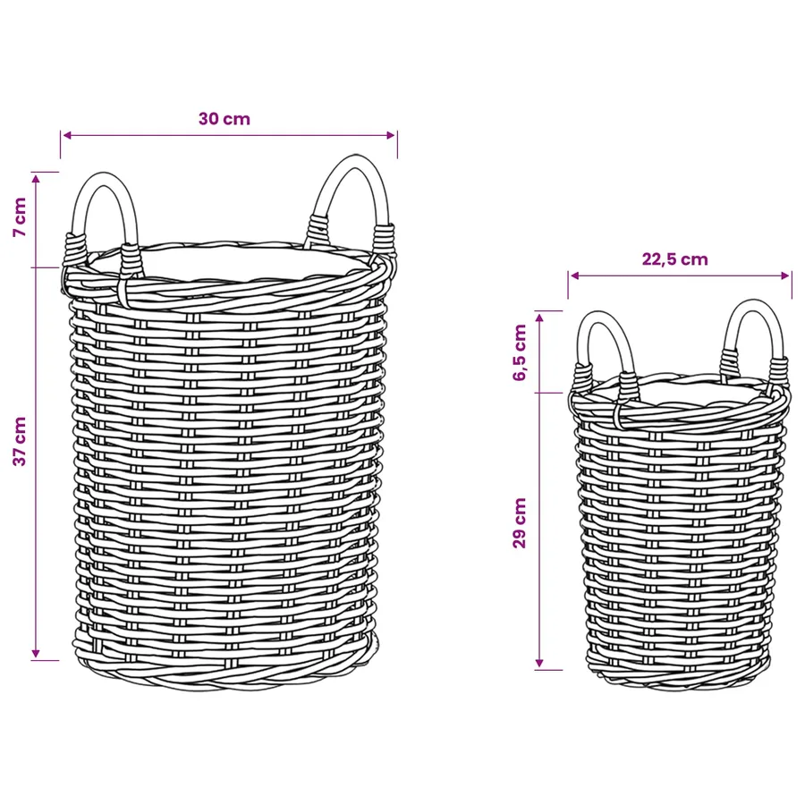 Panier de Plante avec stockage 2 pc Brun Naturel Rattan Kubu - 9