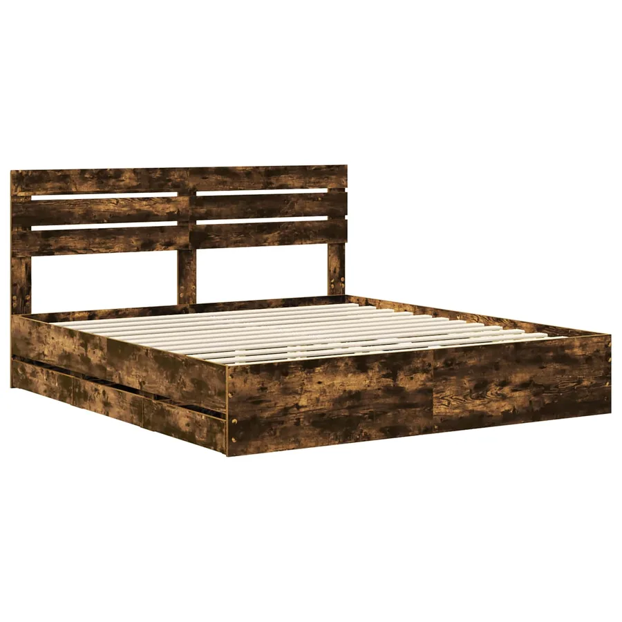 Cadre de lit Chêne fumé 180 x 200 cm Bois Ingénierie - 4