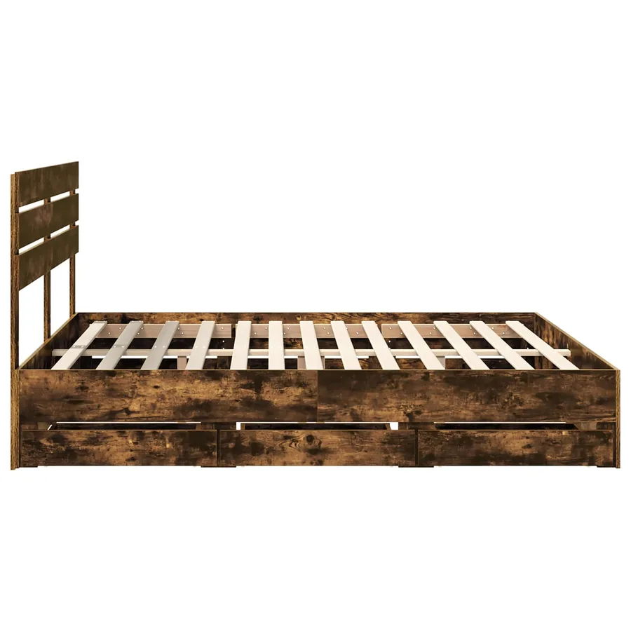 Cadre de lit Chêne fumé 180 x 200 cm Bois Ingénierie - 9