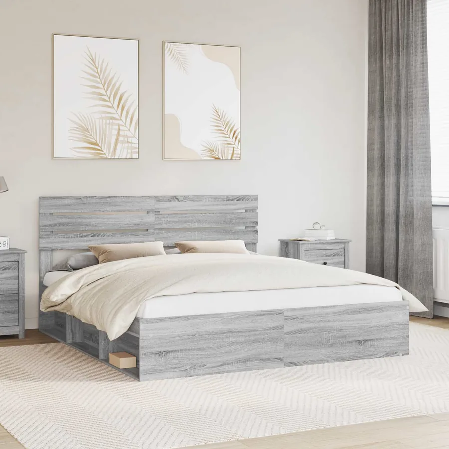 Cadre de lit Gris Sonoma 180 x 200 cm Pin massif