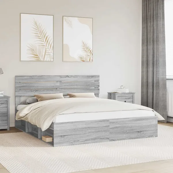 Cadre de lit Gris Sonoma 180 x 200 cm Pin massif