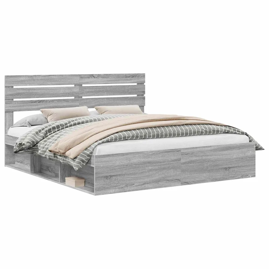 Cadre de lit Gris Sonoma 180 x 200 cm Pin massif - 2