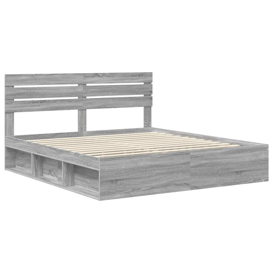 Cadre de lit Gris Sonoma 180 x 200 cm Pin massif - 4