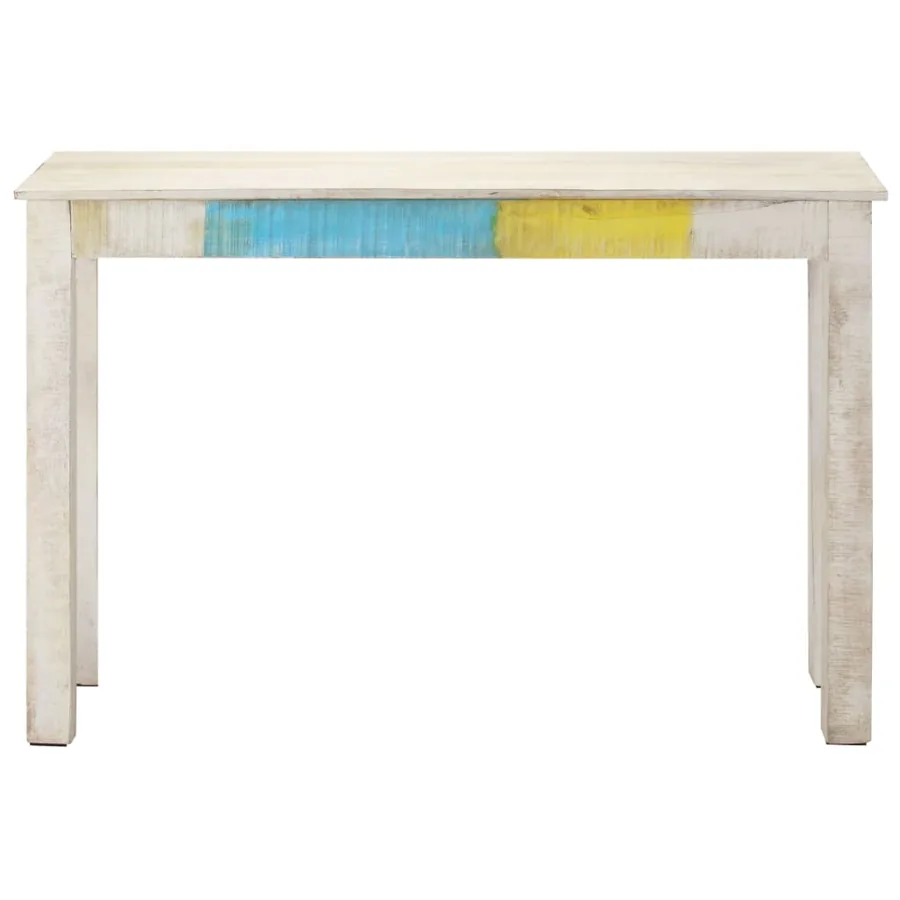 Table console Blanc 115x35x77 cm Bois de manguier brut - 2
