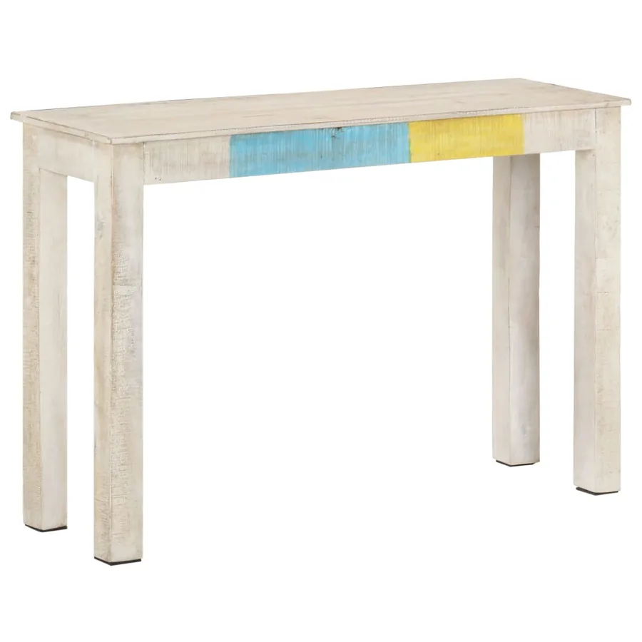 Table console Blanc 115x35x77 cm Bois de manguier brut - 9