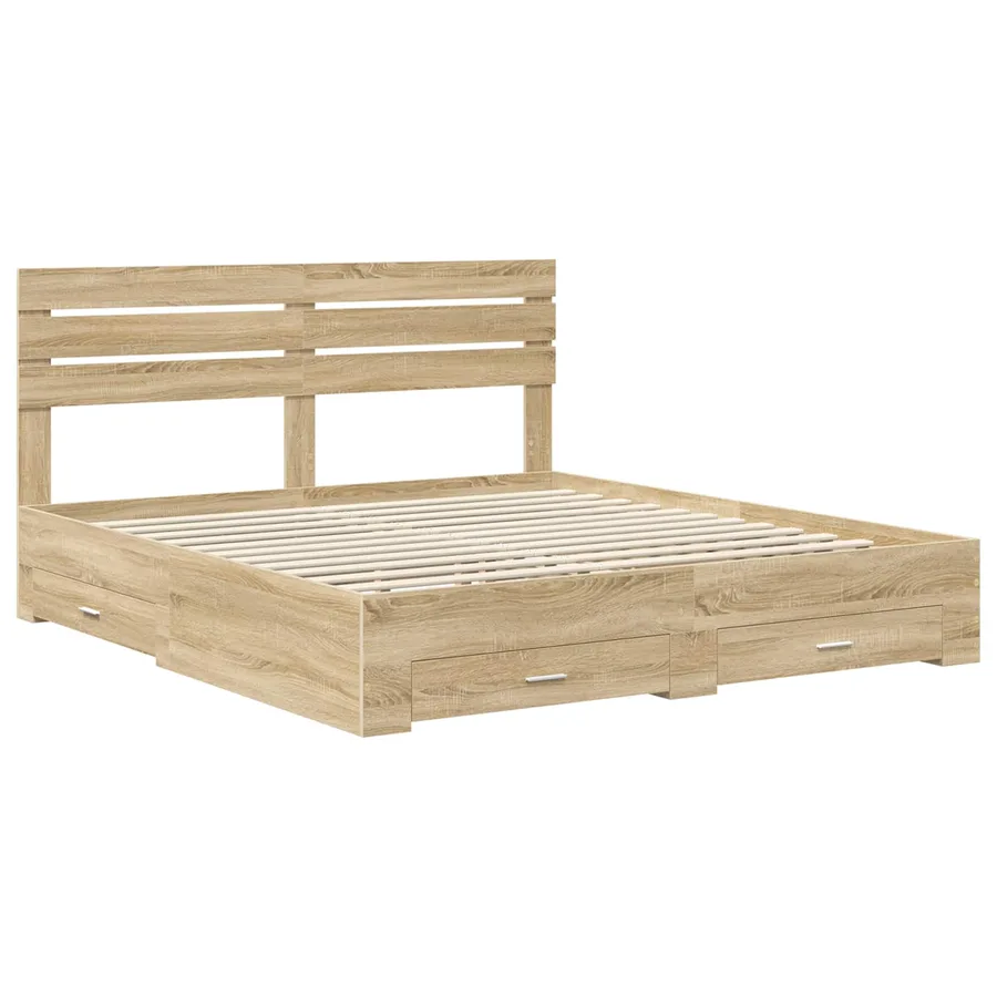 Cadre de lit avec tiroir avec tête de lit Bois d'ingénierie - 4