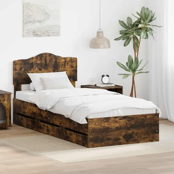 Cadre de lit Chêne fumé 100 x 200 cm Bois Ingénierie
