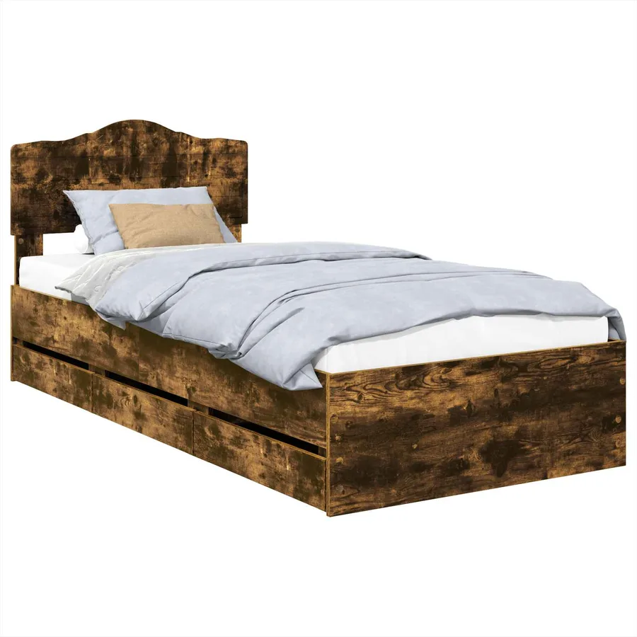 Cadre de lit Chêne fumé 100 x 200 cm Bois Ingénierie - 2