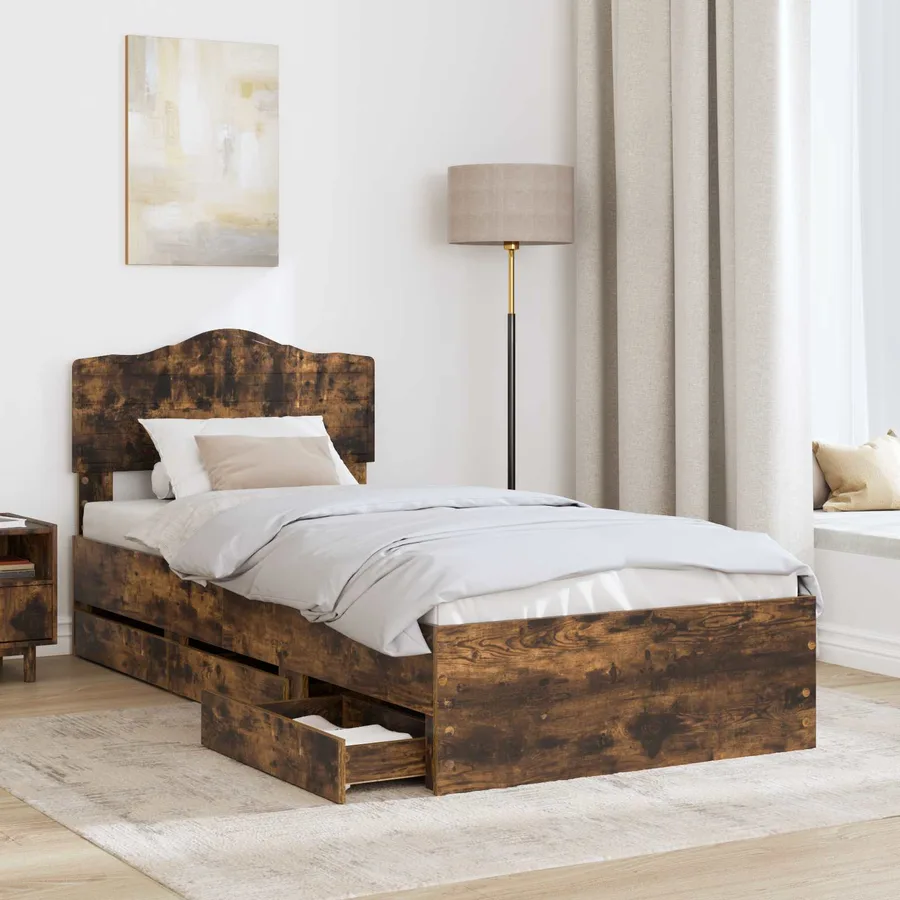 Cadre de lit Chêne fumé 100 x 200 cm Bois Ingénierie - 3