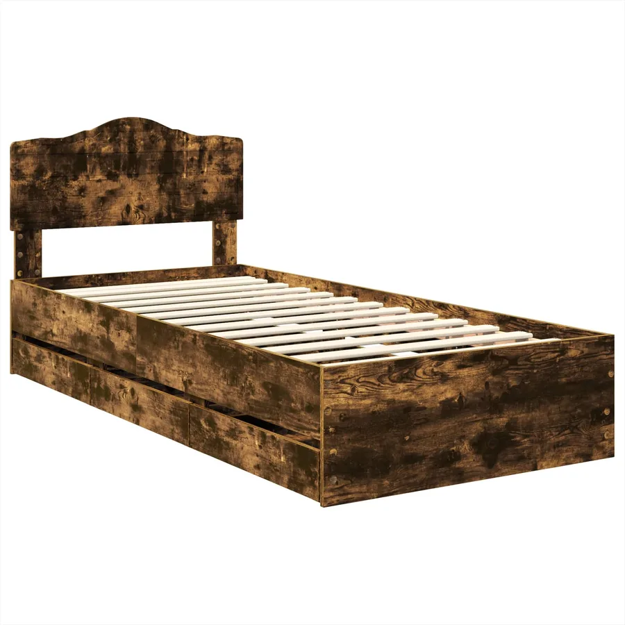 Cadre de lit Chêne fumé 100 x 200 cm Bois Ingénierie - 4