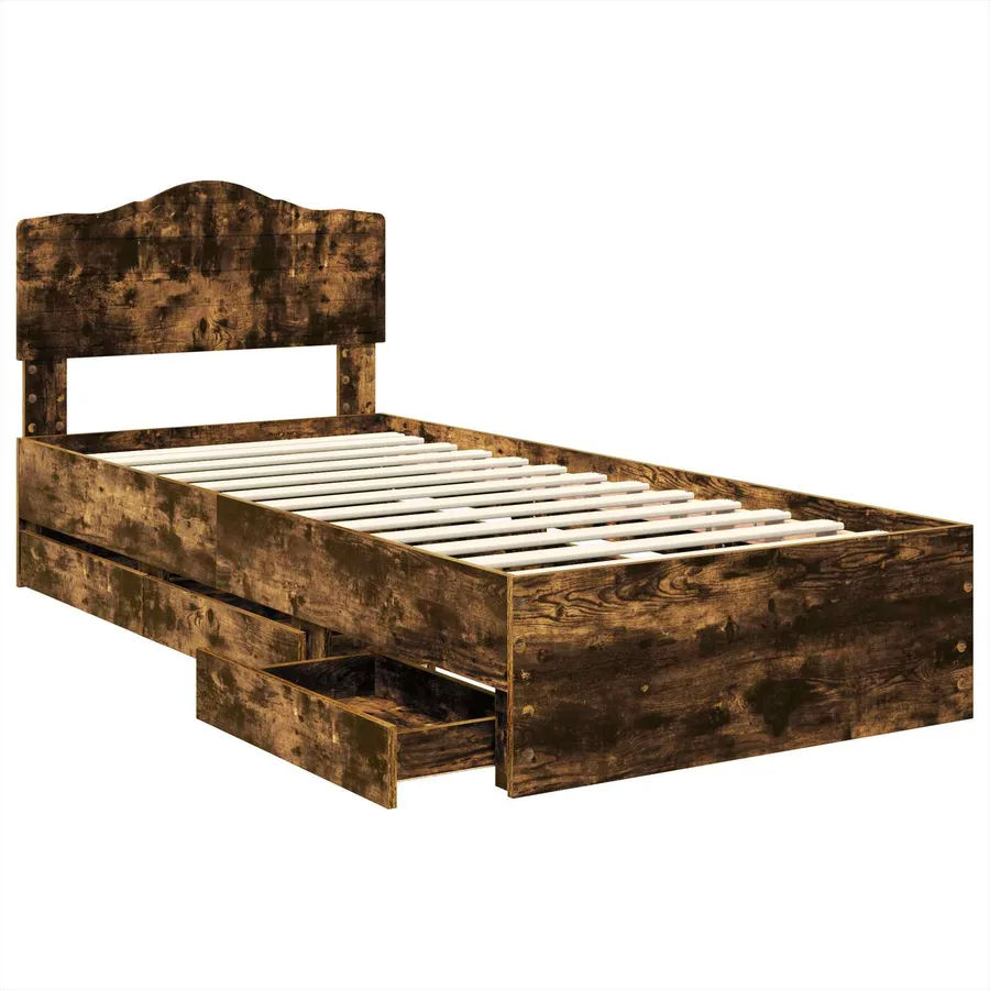 Cadre de lit Chêne fumé 100 x 200 cm Bois Ingénierie - 5